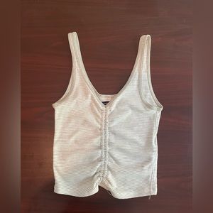 Abercrombie White & Gray Cinched Tank Top